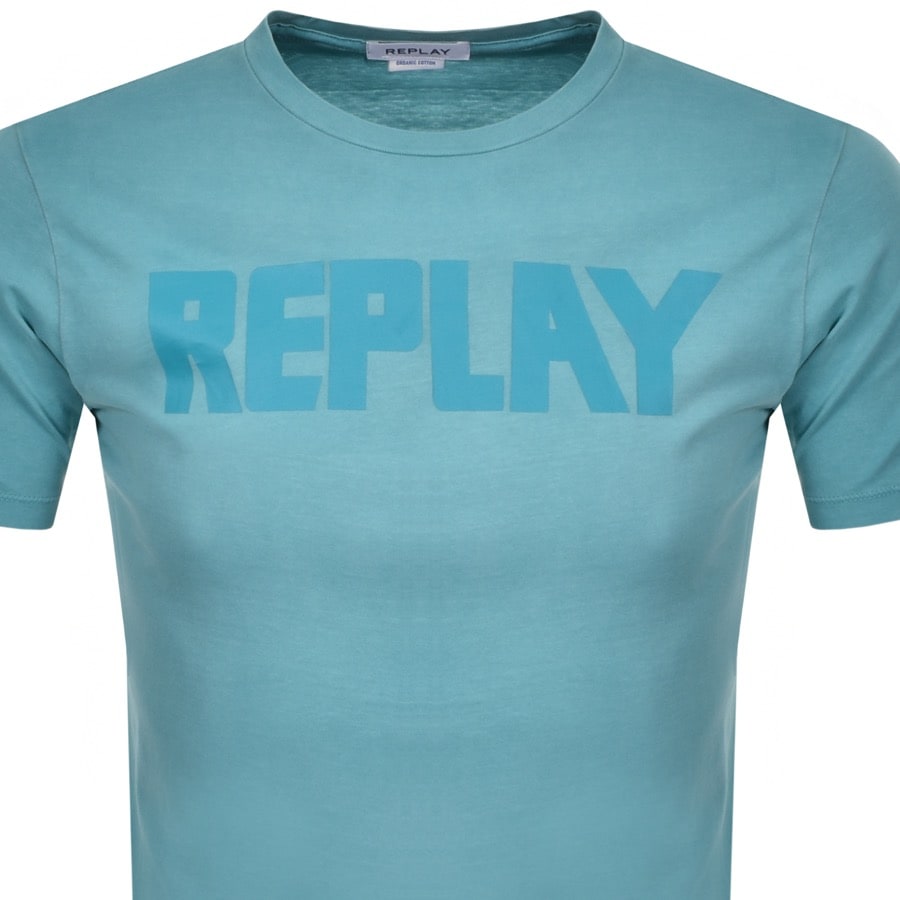 Alternative Image for ProductReplay Logo Crew Neck T Shirt Blue2